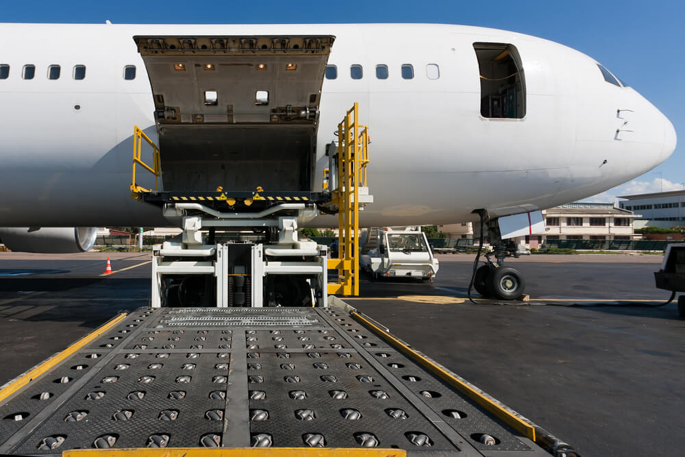 plane with cargo door open